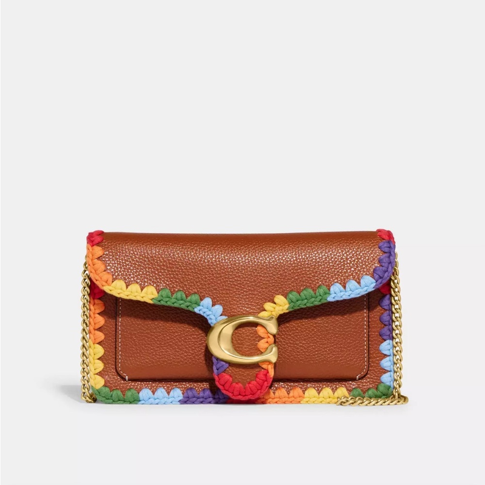 Coach Brown Crossbody Bag with Rainbow Trim
